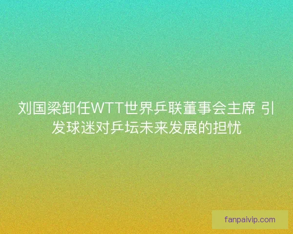 刘国梁卸任WTT世界乒联董事会主席 引发球迷对乒坛未来发展的担忧